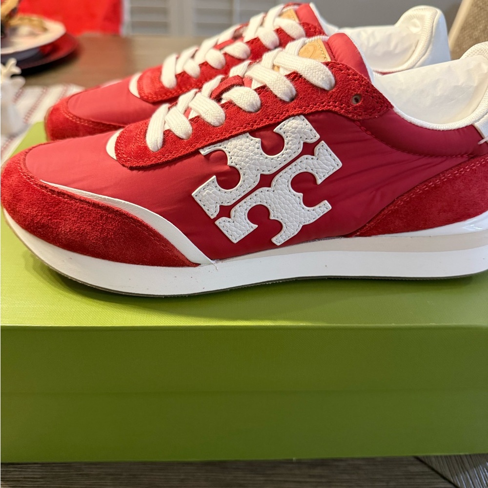 Tory Burch Red and White Sneakers